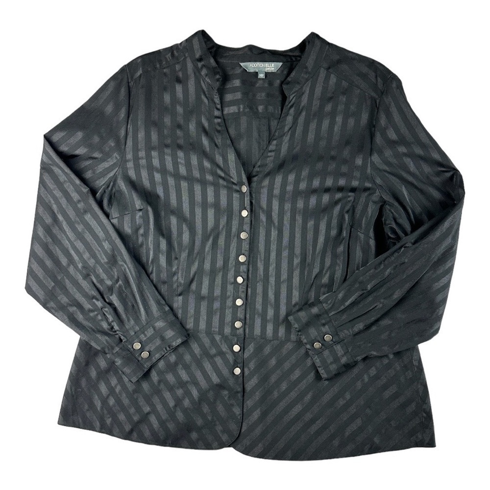Addition Elle Petite Long Sleeve Peplum Blouse Black Size 14P